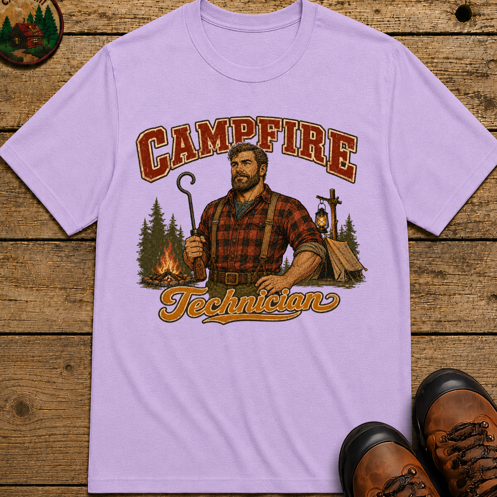 Campfire Technician Funny Camping Shirt — Vintage Outdoor Men's Tee