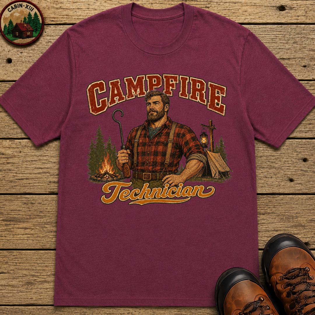 Campfire Technician Funny Camping Shirt — Vintage Outdoor Men's Tee