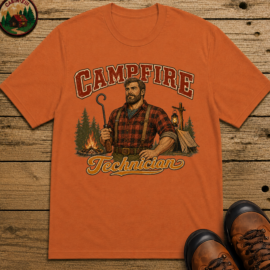 Campfire Technician Funny Camping Shirt — Vintage Outdoor Men's Tee