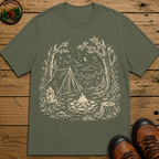 Firefly Campsite Night Shirt — Vintage Outdoor Sketch Camping Tee