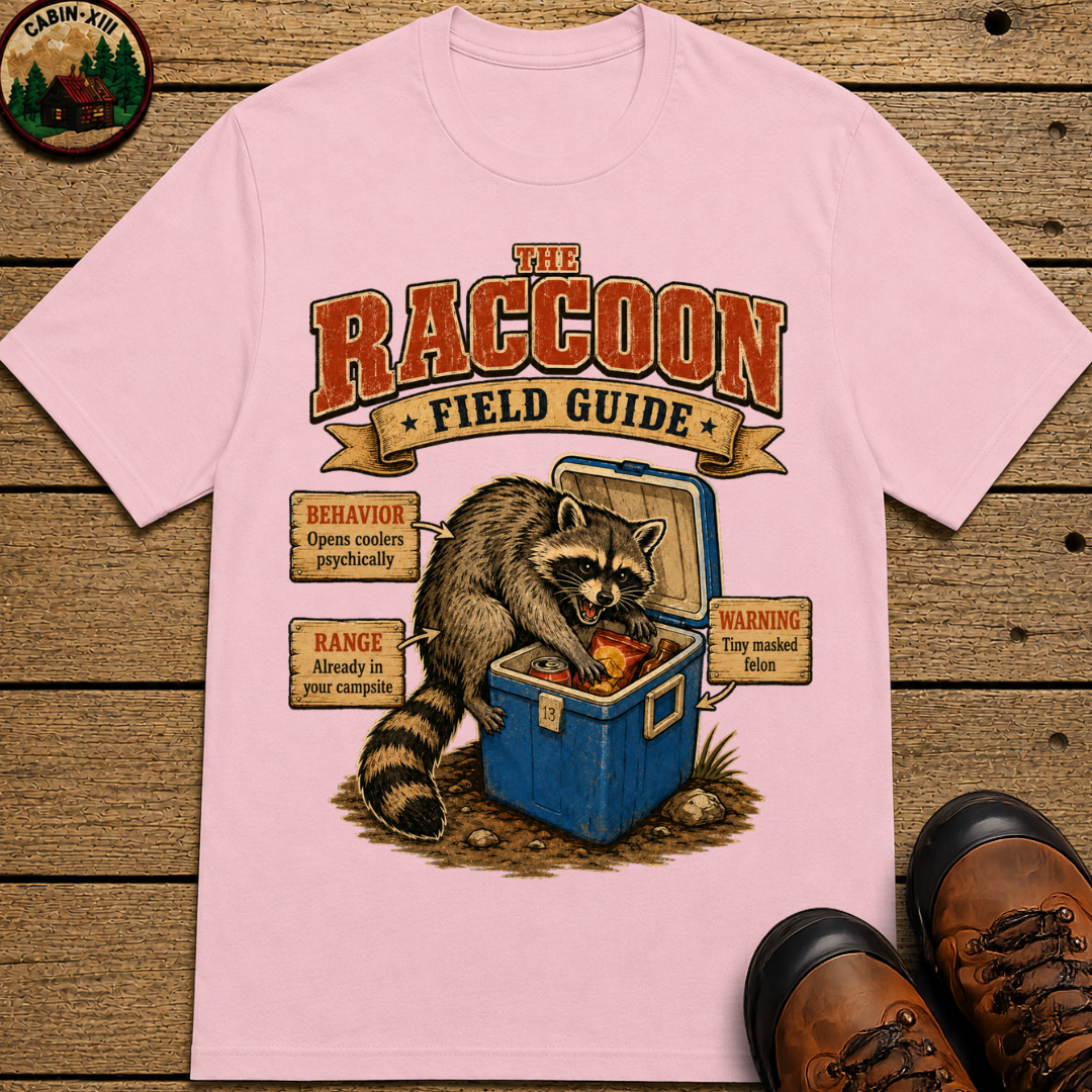 Raccoon Field Guide - Tiny Masked Felon Camping Shirt