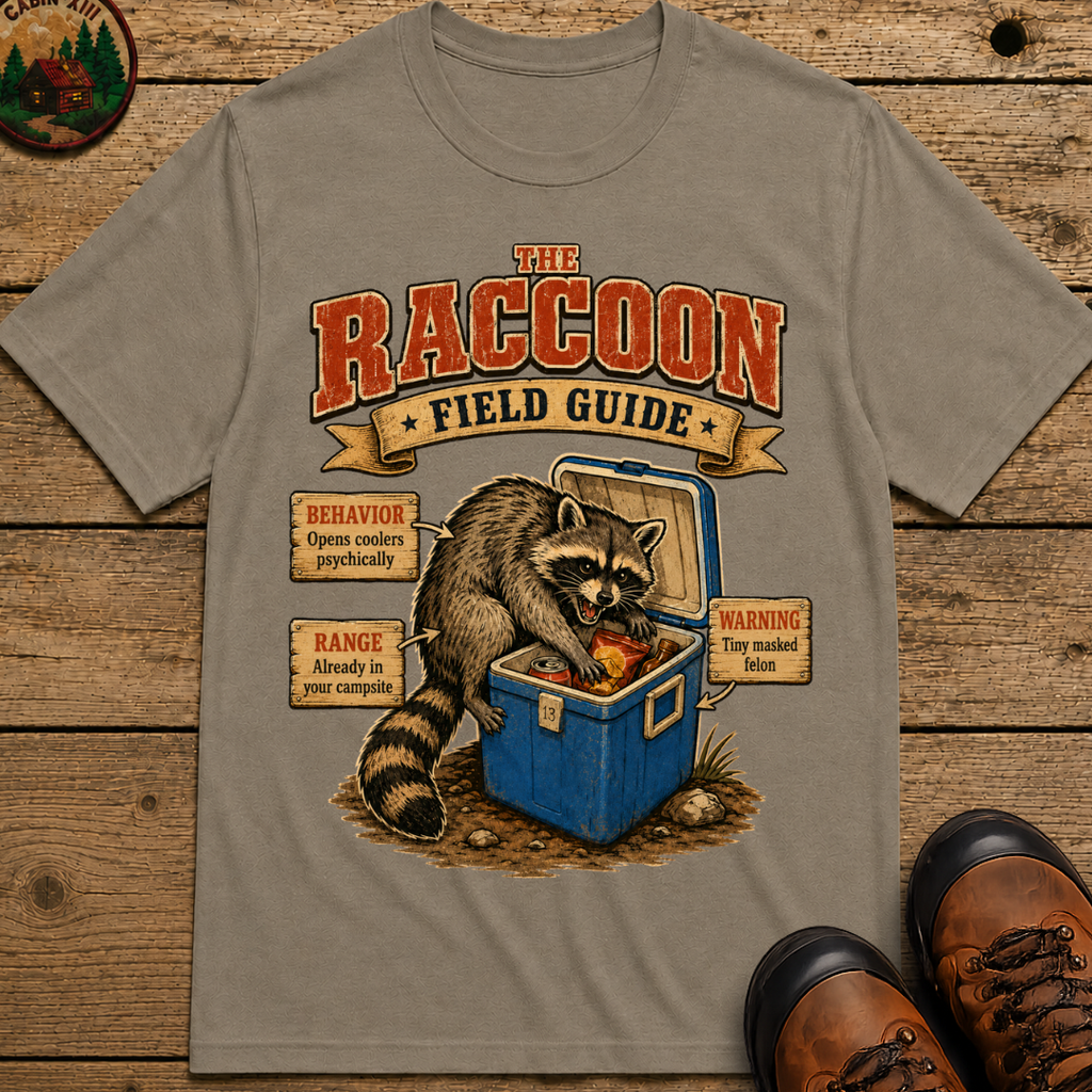 Raccoon Field Guide - Tiny Masked Felon Camping Shirt