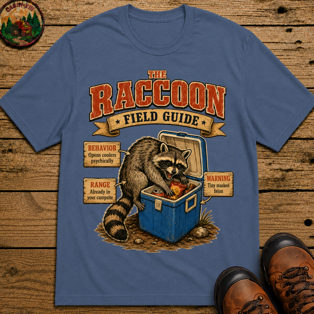 Raccoon Field Guide - Tiny Masked Felon Camping Shirt