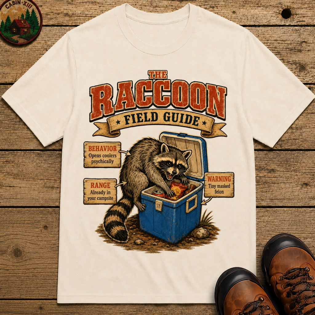 Raccoon Field Guide - Tiny Masked Felon Camping Shirt