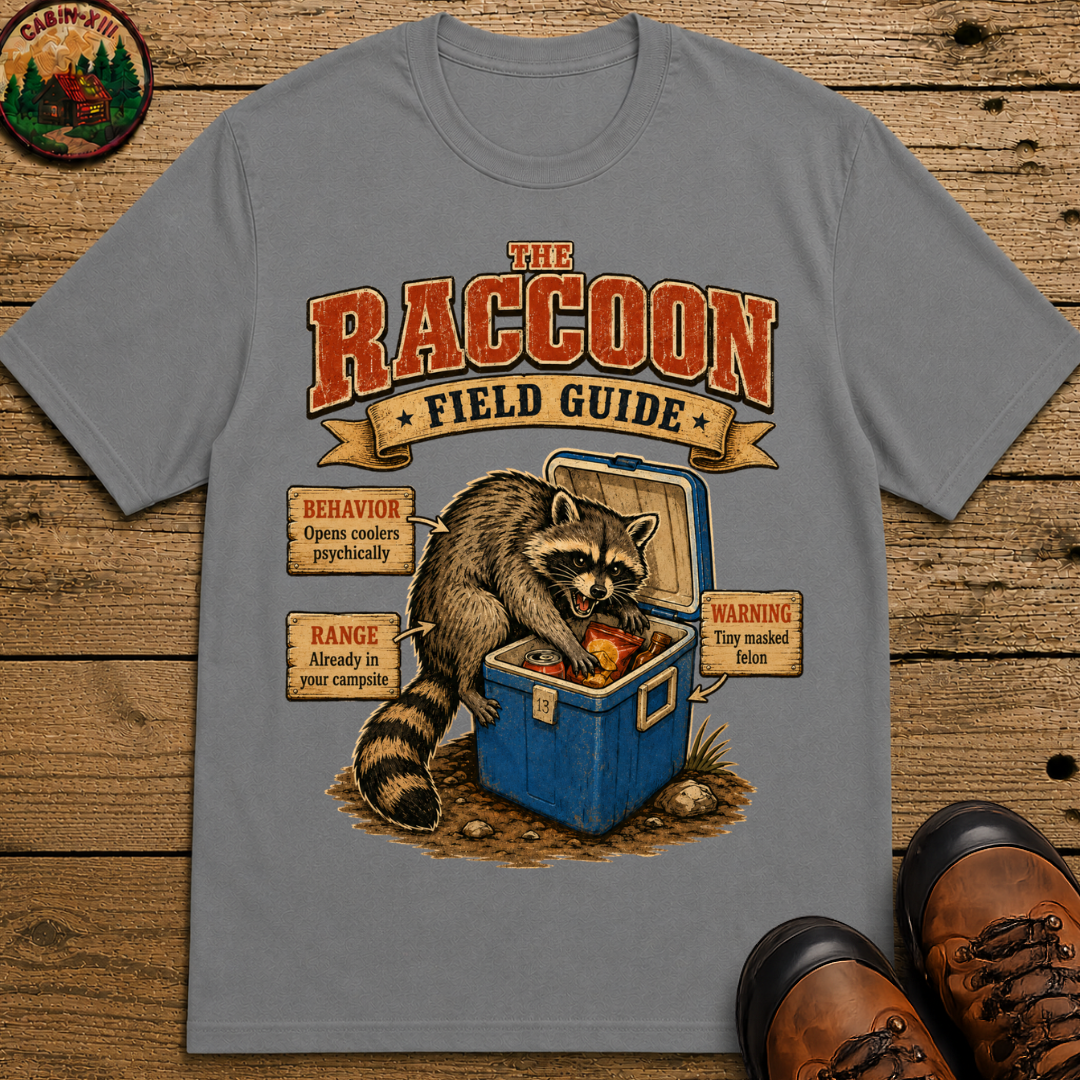Raccoon Field Guide - Tiny Masked Felon Camping Shirt