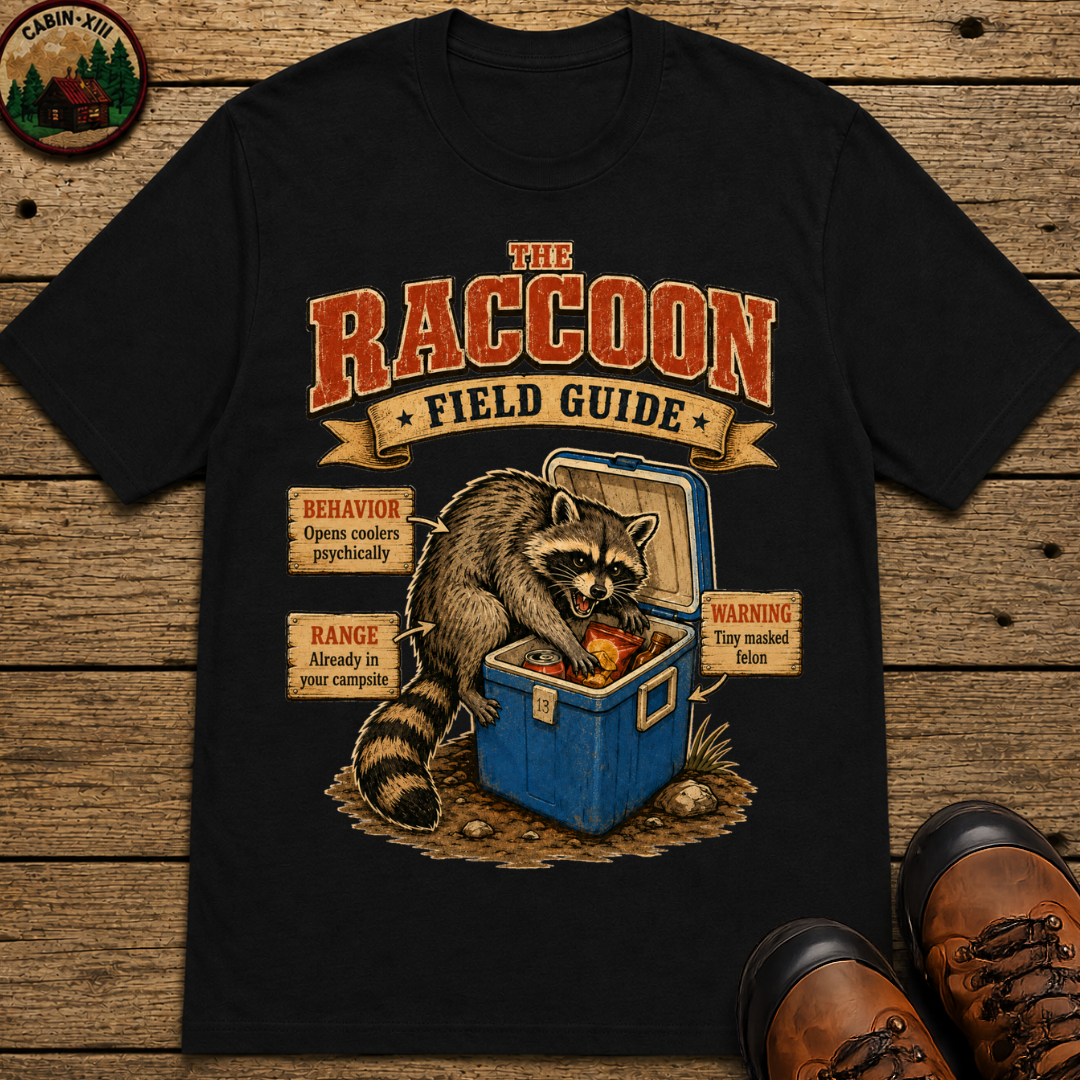 Raccoon Field Guide - Tiny Masked Felon Camping Shirt