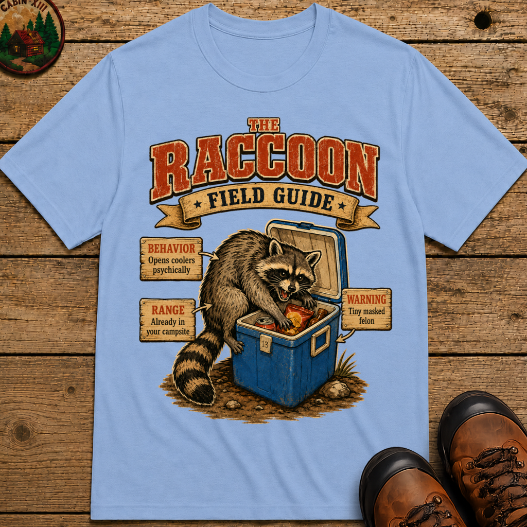 Raccoon Field Guide - Tiny Masked Felon Camping Shirt