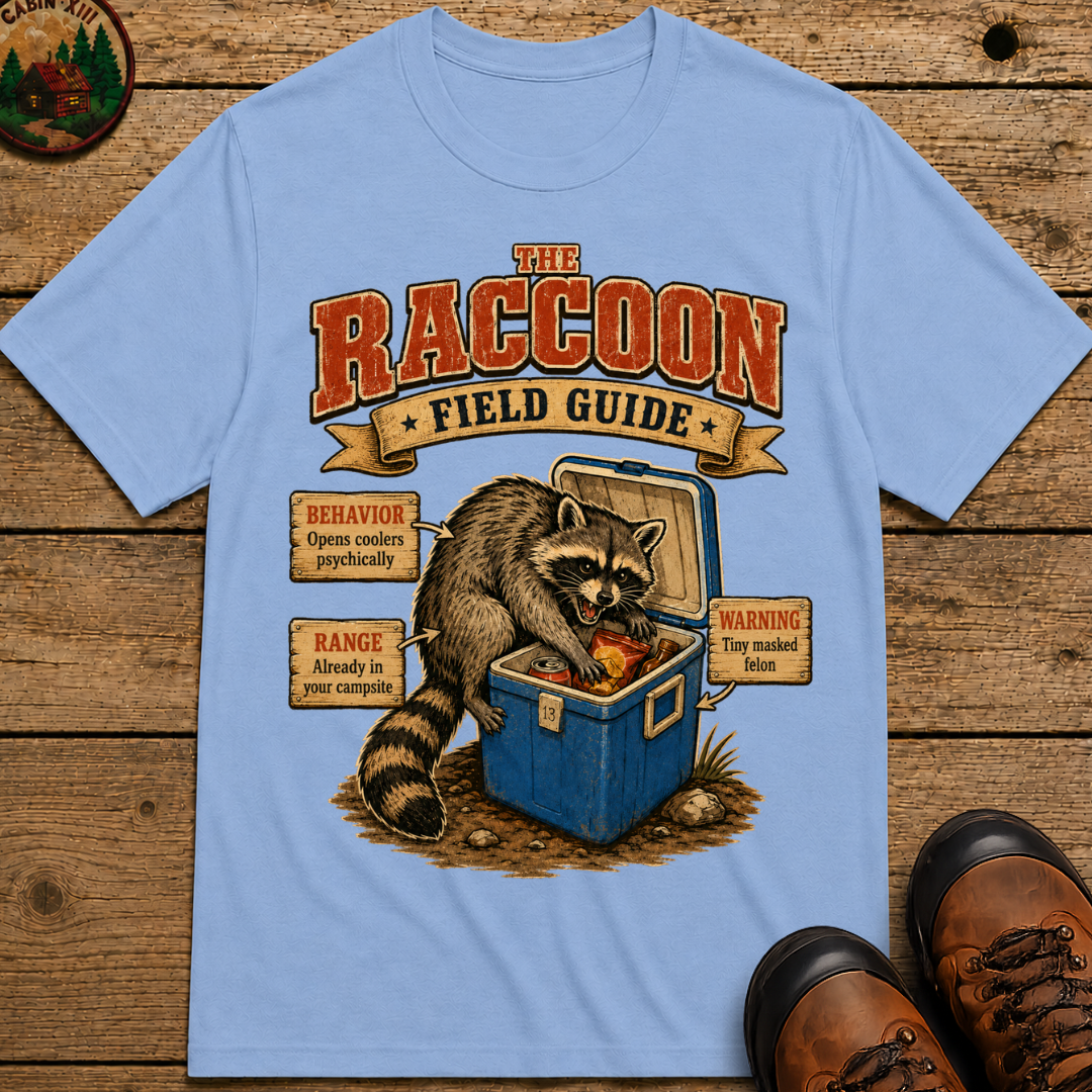 Raccoon Field Guide - Tiny Masked Felon Camping Shirt