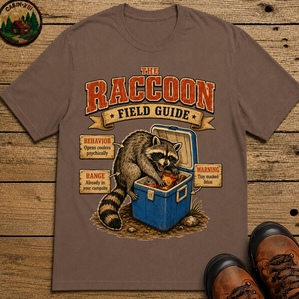 Raccoon Field Guide - Tiny Masked Felon Camping Shirt