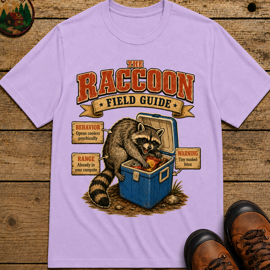 Raccoon Field Guide - Tiny Masked Felon Camping Shirt