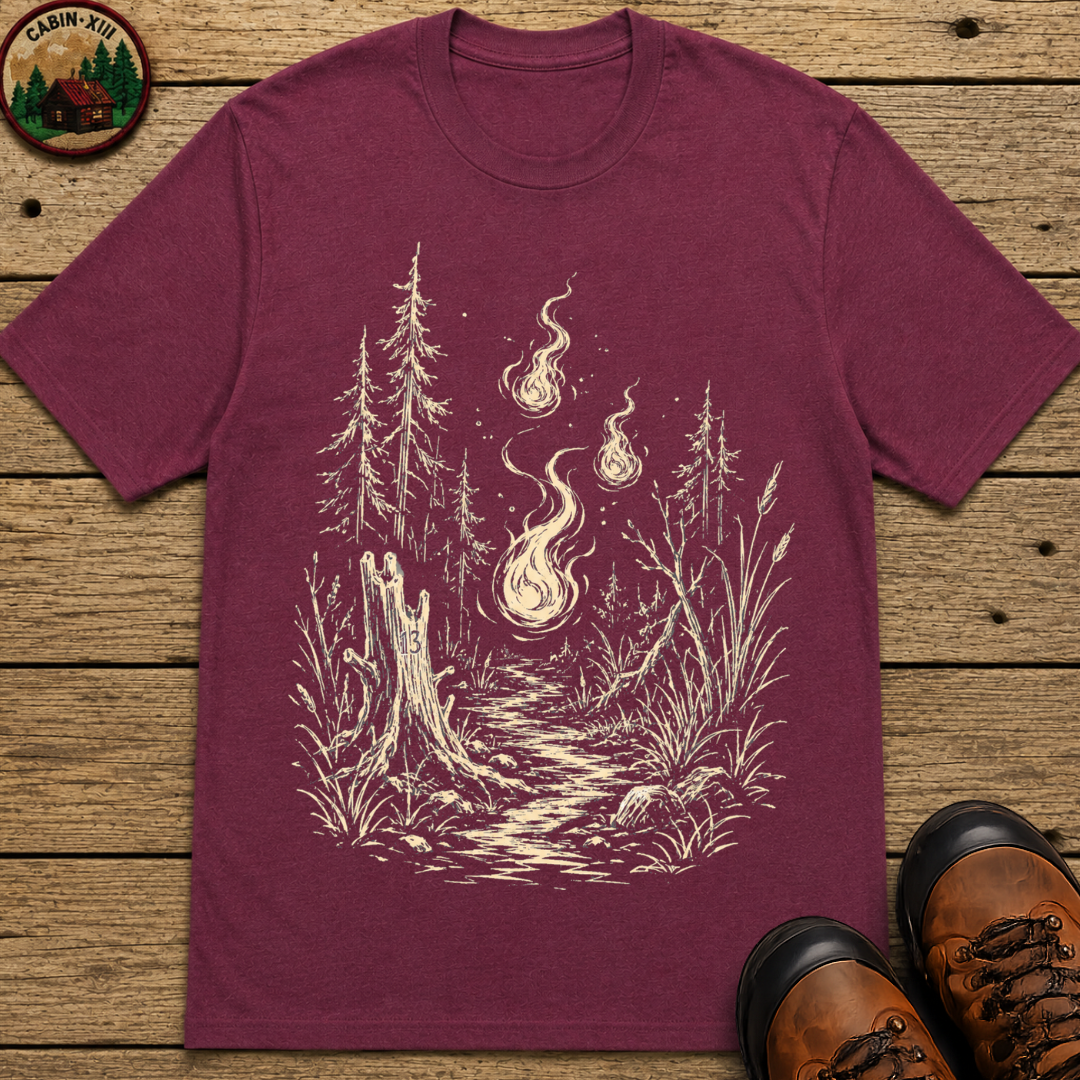 Will O The Wisp Forest Path Shirt — Vintage Outdoor Folklore Tee