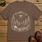 UFO Over the Treeline Shirt — Vintage Outdoor Alien Sketch Tee