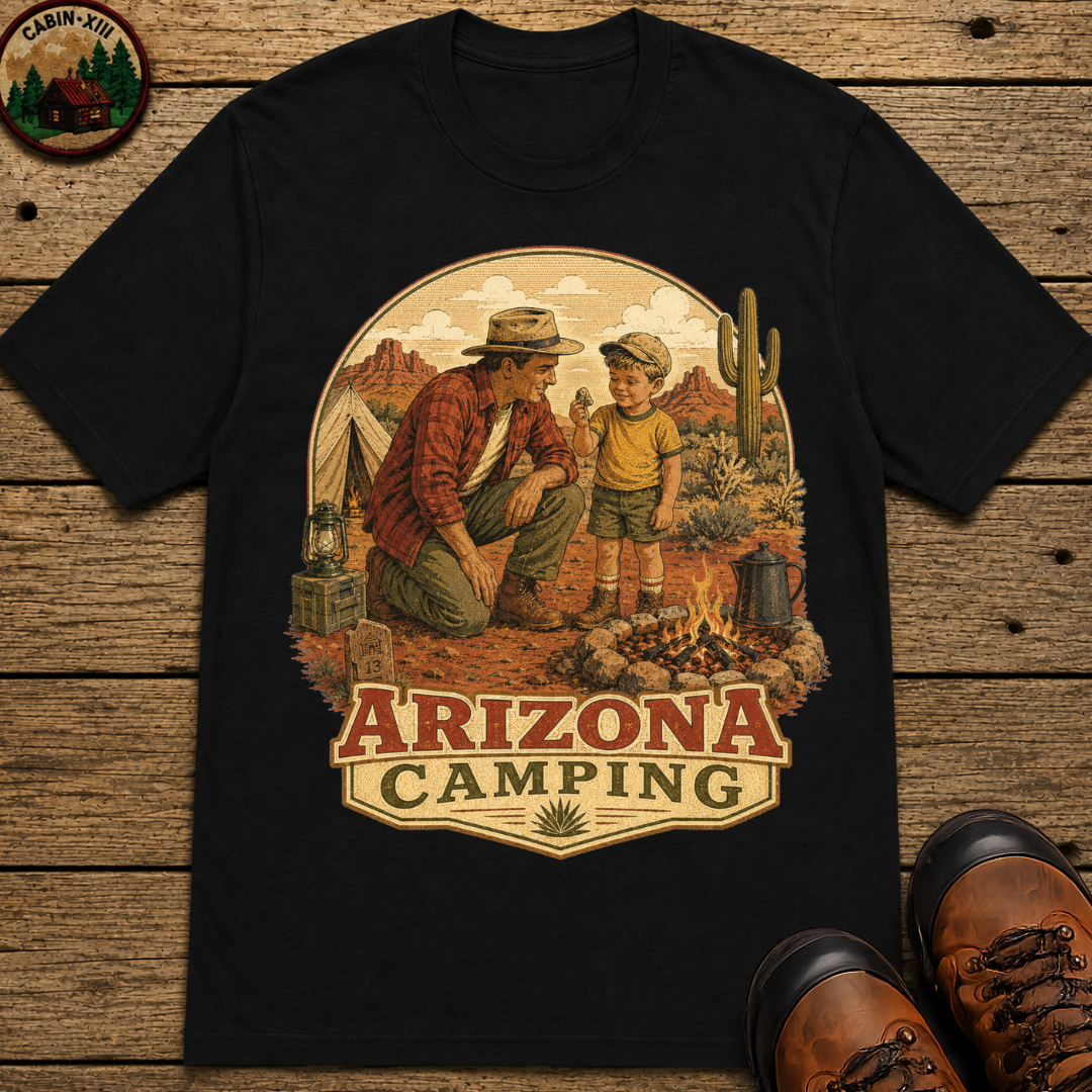 Arizona Camping Dad and Son Shirt — Vintage Desert Campfire Tee