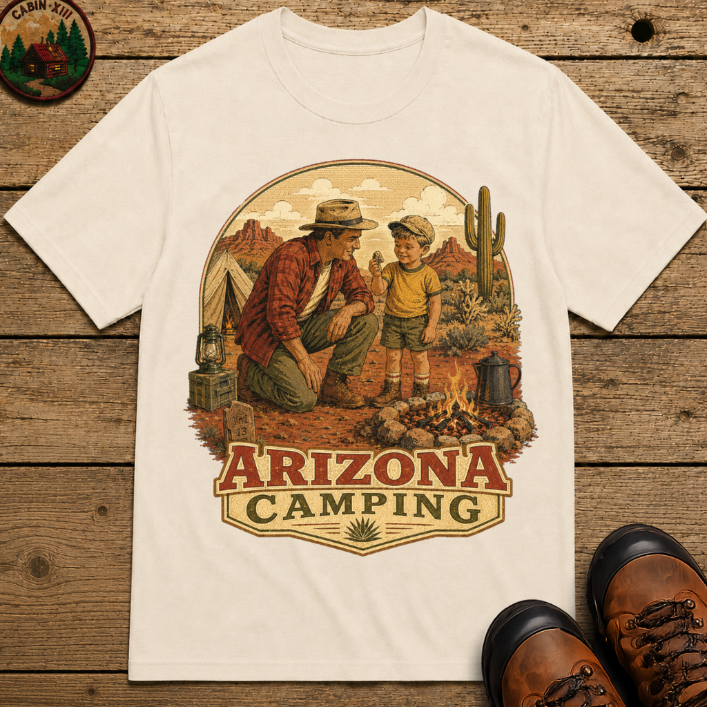 Arizona Camping Dad and Son Shirt — Vintage Desert Campfire Tee