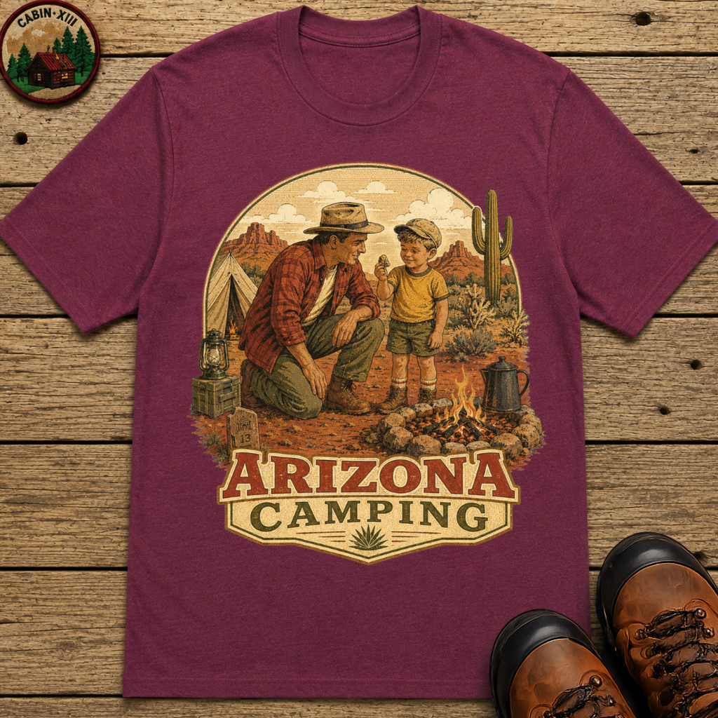 Arizona Camping Dad and Son Shirt — Vintage Desert Campfire Tee