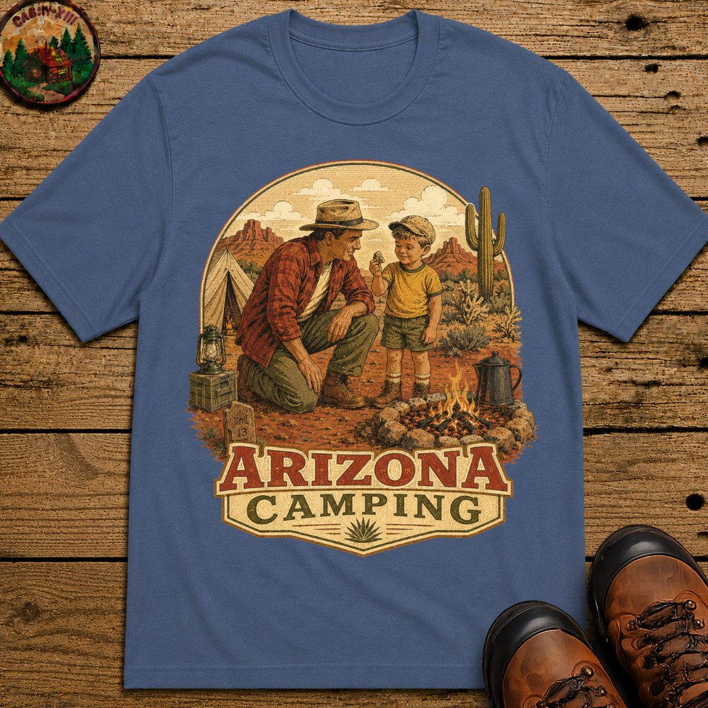 Arizona Camping Dad and Son Shirt — Vintage Desert Campfire Tee