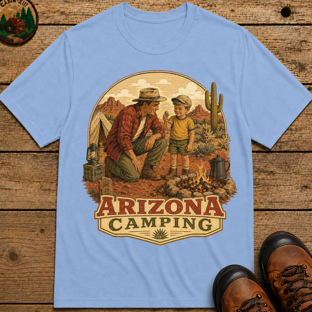 Arizona Camping Dad and Son Shirt — Vintage Desert Campfire Tee
