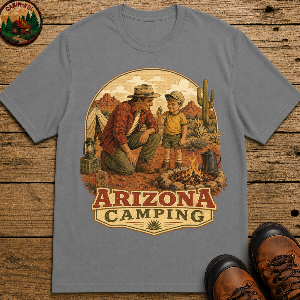 Arizona Camping Dad and Son Shirt — Vintage Desert Campfire Tee