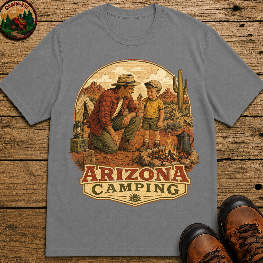 Arizona Camping Dad and Son Shirt — Vintage Desert Campfire Tee