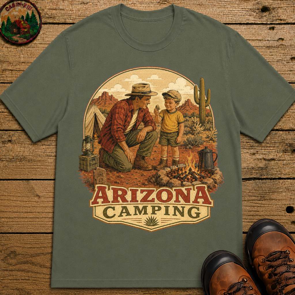 Arizona Camping Dad and Son Shirt — Vintage Desert Campfire Tee