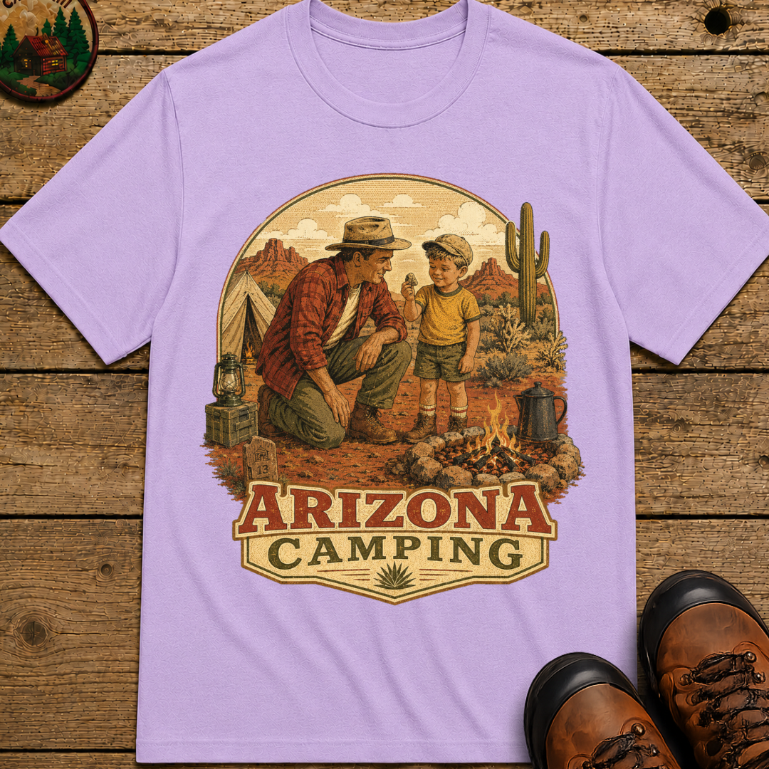 Arizona Camping Dad and Son Shirt — Vintage Desert Campfire Tee