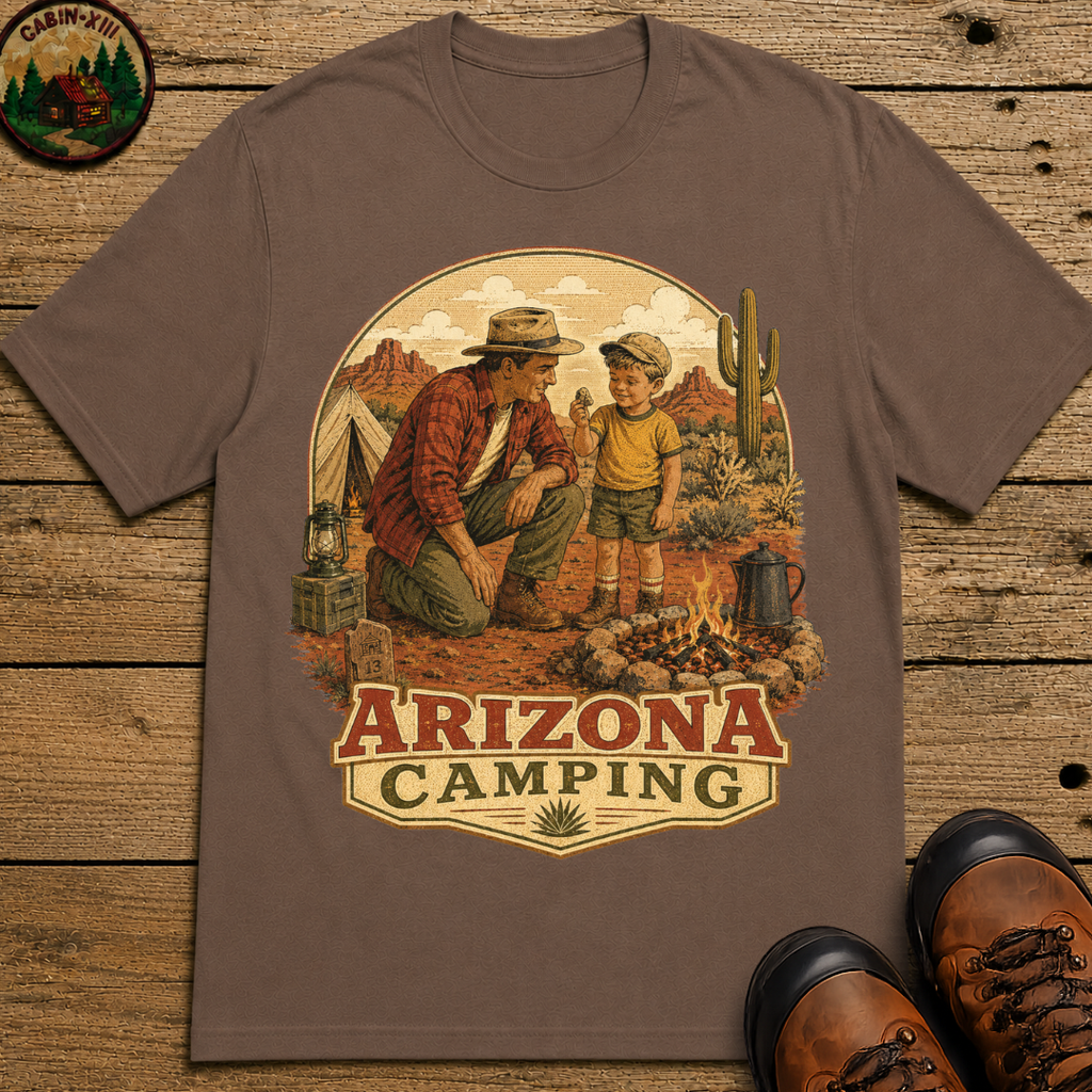 Arizona Camping Dad and Son Shirt — Vintage Desert Campfire Tee