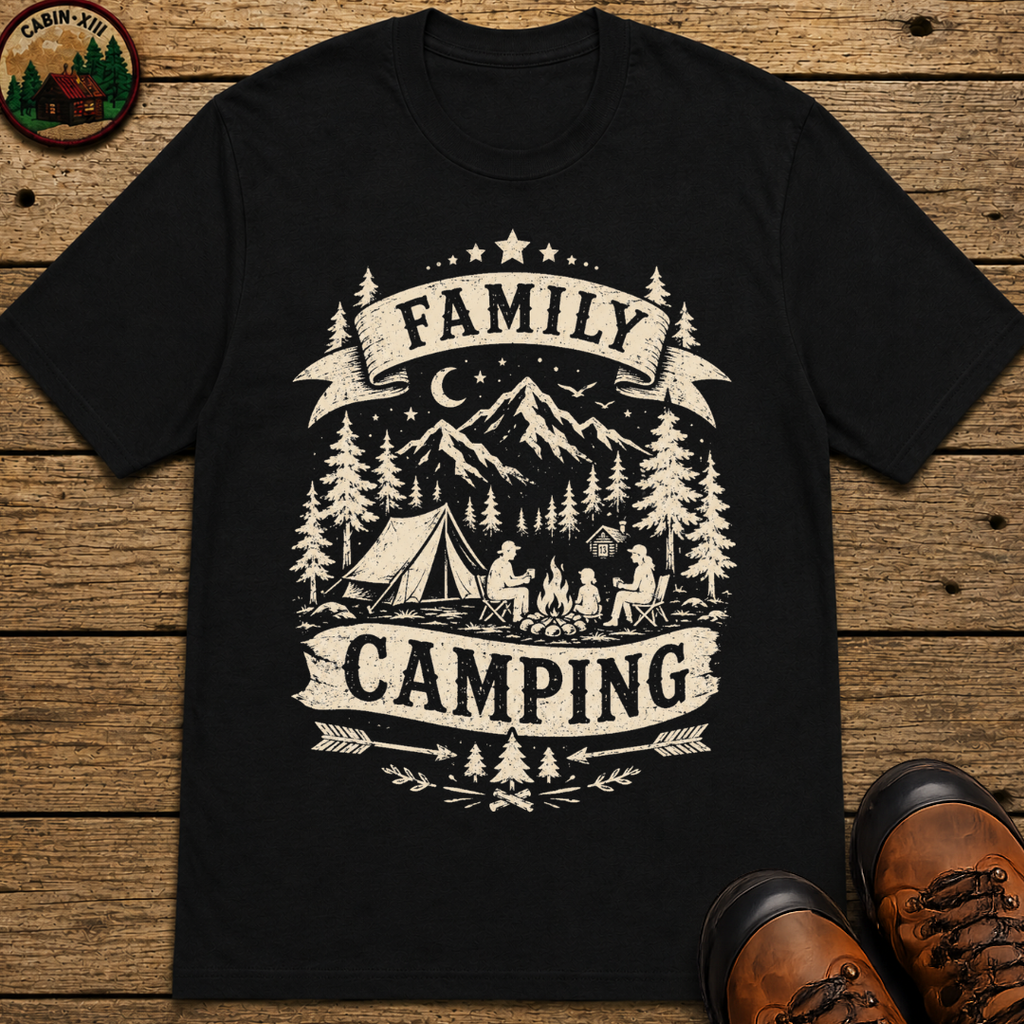 Family Camping Shirt — Vintage Outdoor Family Badge Tee
