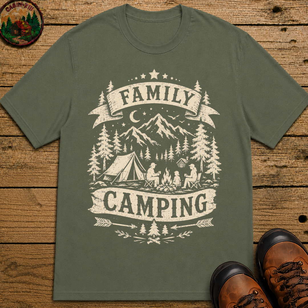 Family Camping Shirt — Vintage Outdoor Family Badge Tee