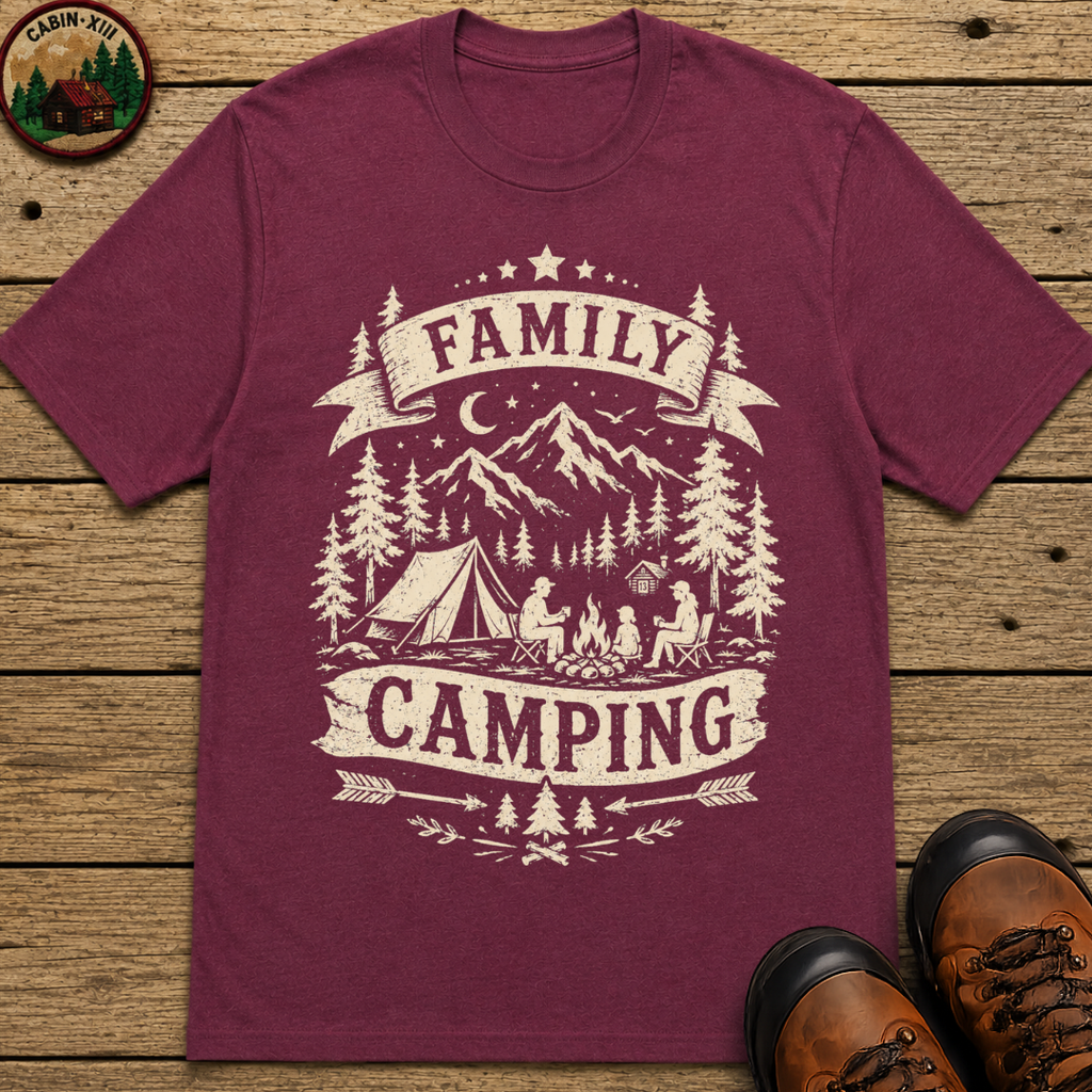 Family Camping Shirt — Vintage Outdoor Family Badge Tee