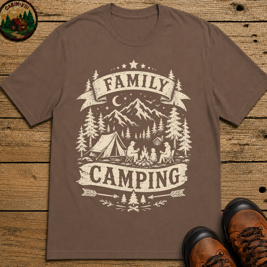 Family Camping Shirt — Vintage Outdoor Family Badge Tee