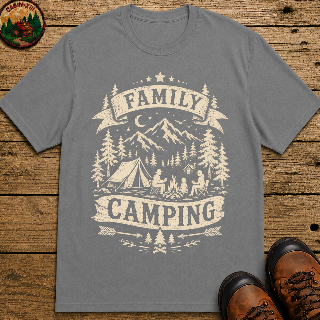 Family Camping Shirt — Vintage Outdoor Family Badge Tee
