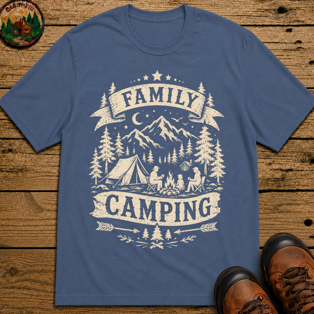 Family Camping Shirt — Vintage Outdoor Family Badge Tee