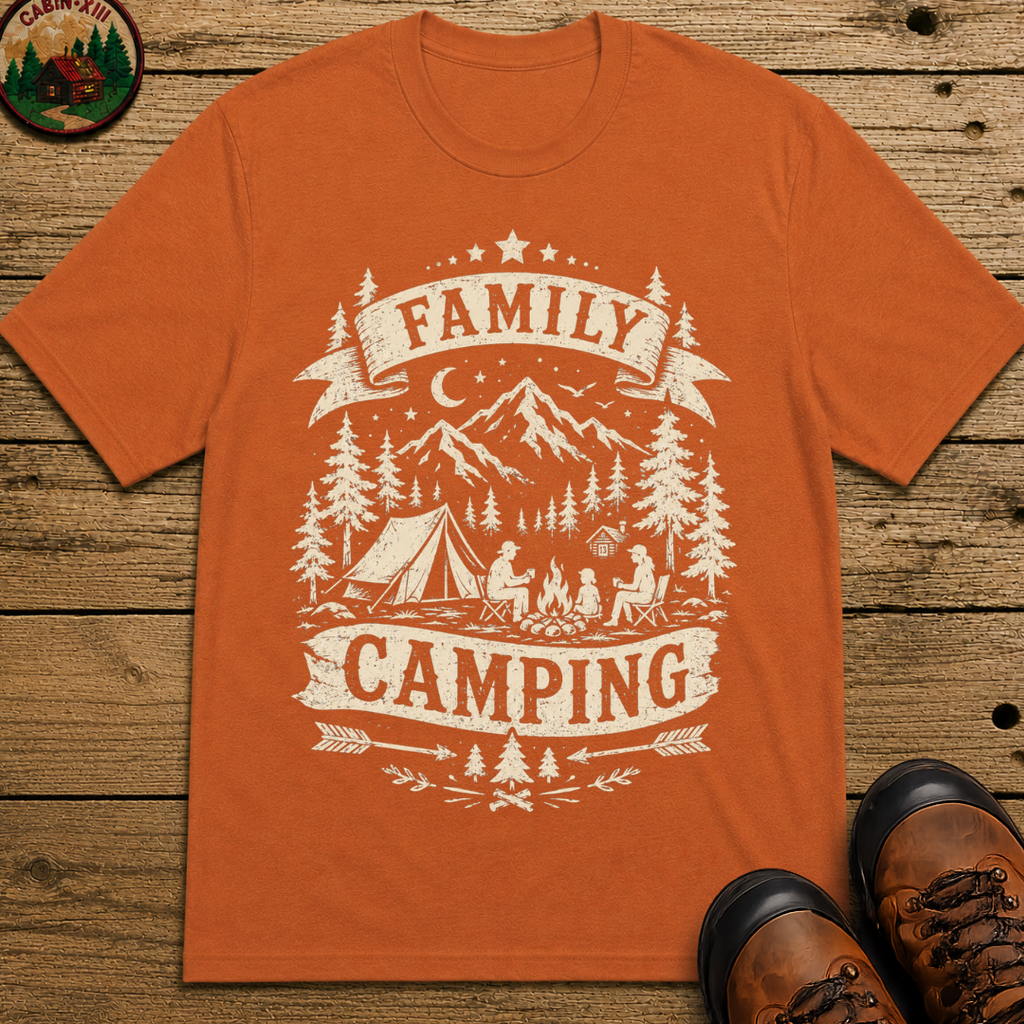 Family Camping Shirt — Vintage Outdoor Family Badge Tee