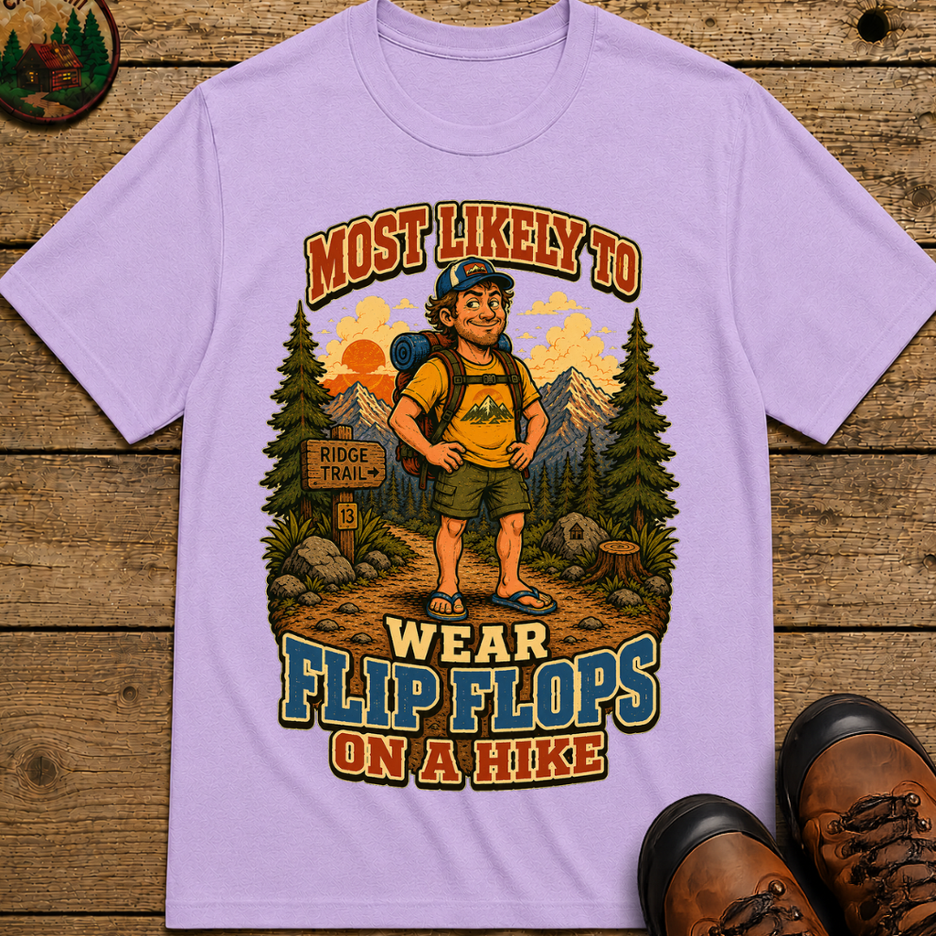 Most Likely to Wear Flip Flops on a Hike Funny Hiking Shirt