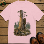 Bigfoot Hiding Behind a Tree Shirt — Watercolor Sasquatch Outdoor Tee