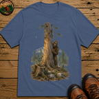 Bigfoot Hiding Behind a Tree Shirt — Watercolor Sasquatch Outdoor Tee