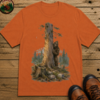 Bigfoot Hiding Behind a Tree Shirt — Watercolor Sasquatch Outdoor Tee