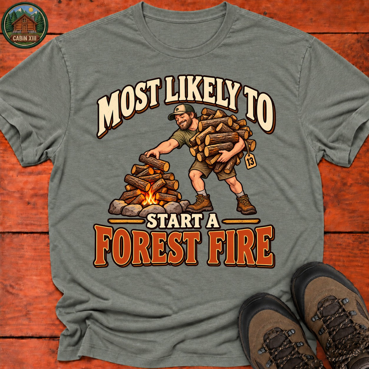 Start A Forest Fire T-Shirt — Heather Military Green