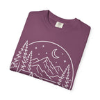 Mountain Campsite Night Scene Shirt — Cream Ink Camping Tee