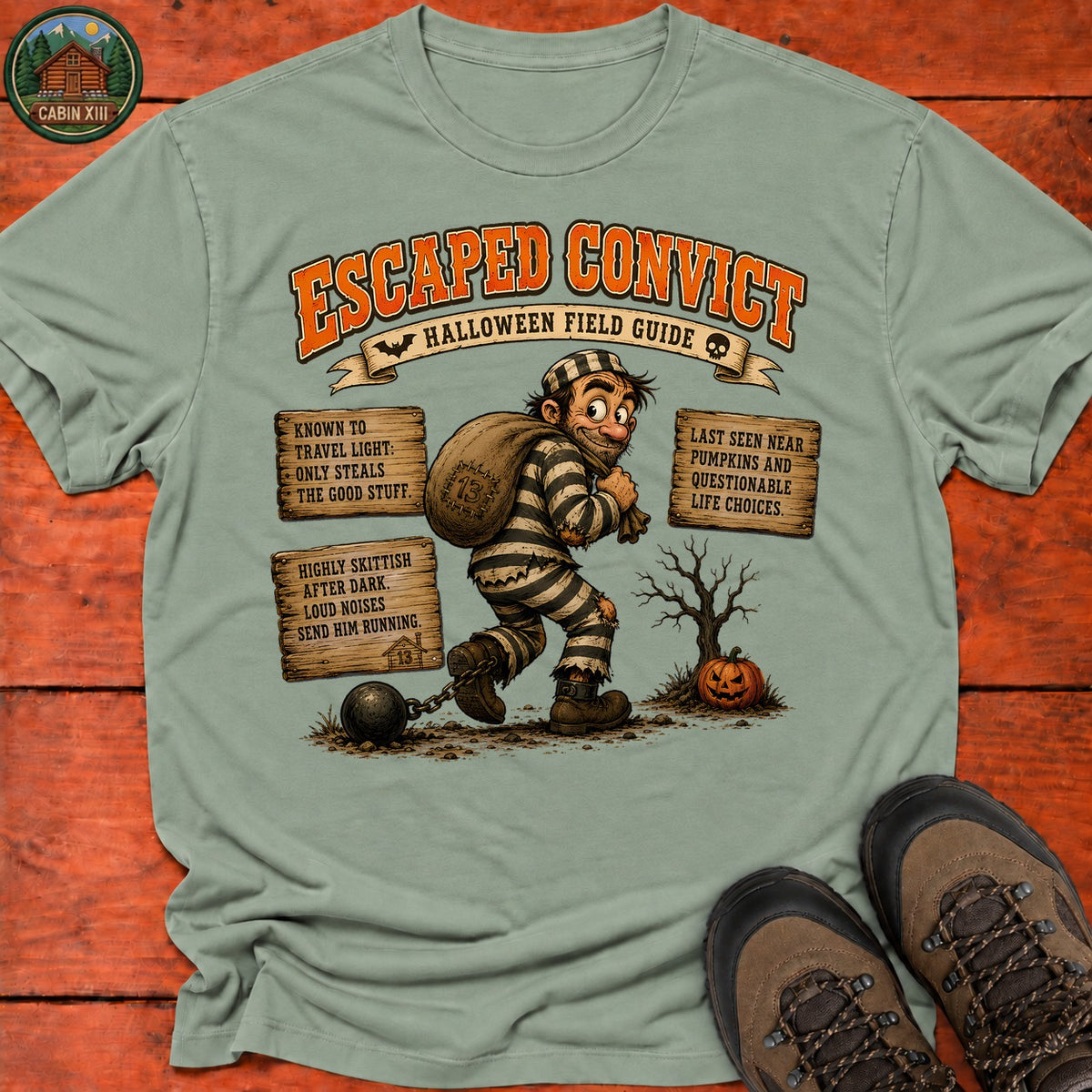 Escaped Convict Field Guide T-Shirt — Sage