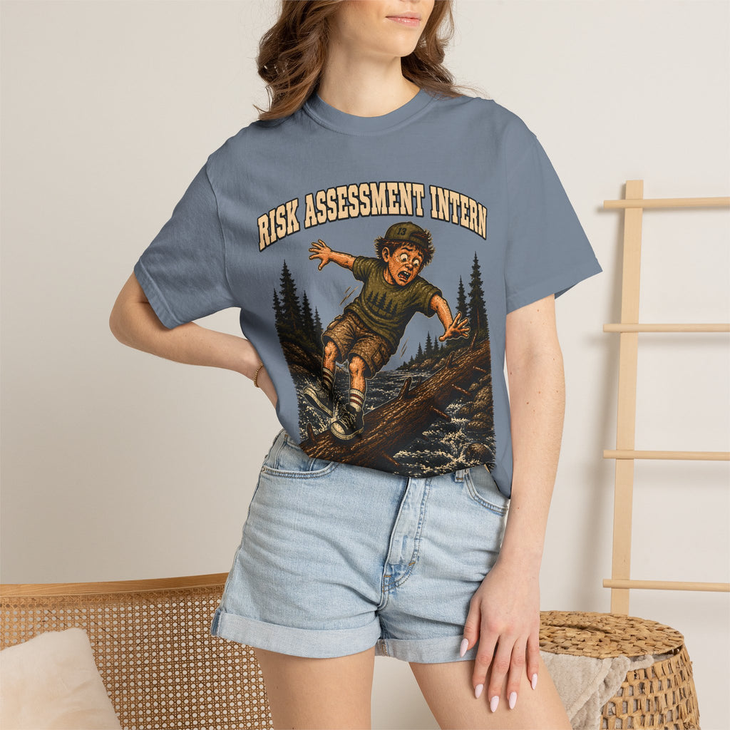Risk Assessment Intern Looks Safe — Funny Camping Humor Tee