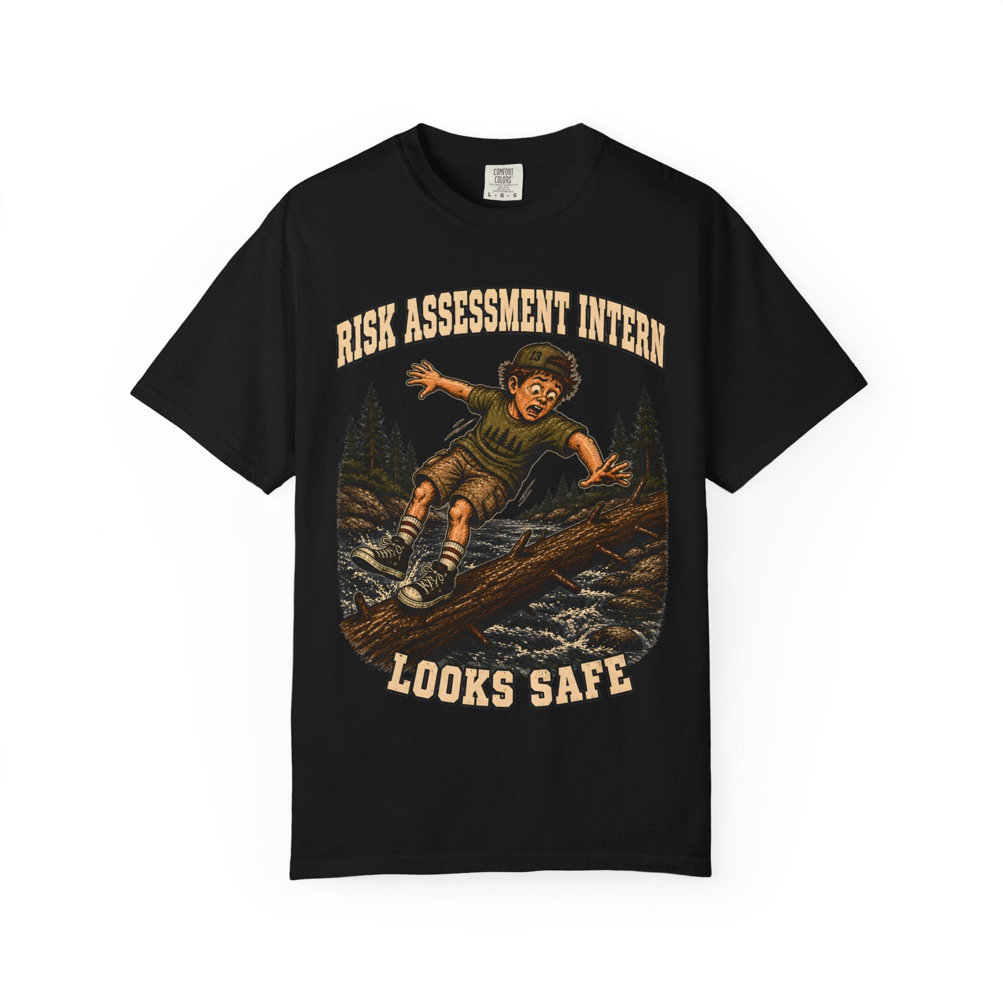 Risk Assessment Intern Looks Safe — Funny Camping Humor Tee