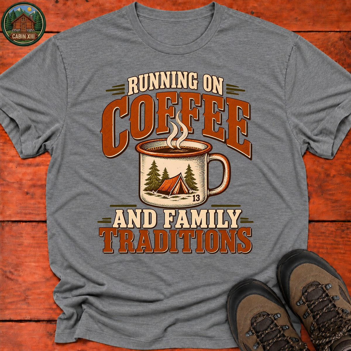 Running On Coffee T-Shirt — Graphite Heather