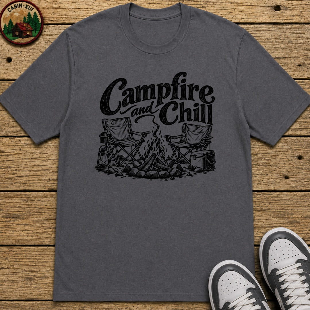 Campfire And Chill Kids T-Shirt — Charcoal