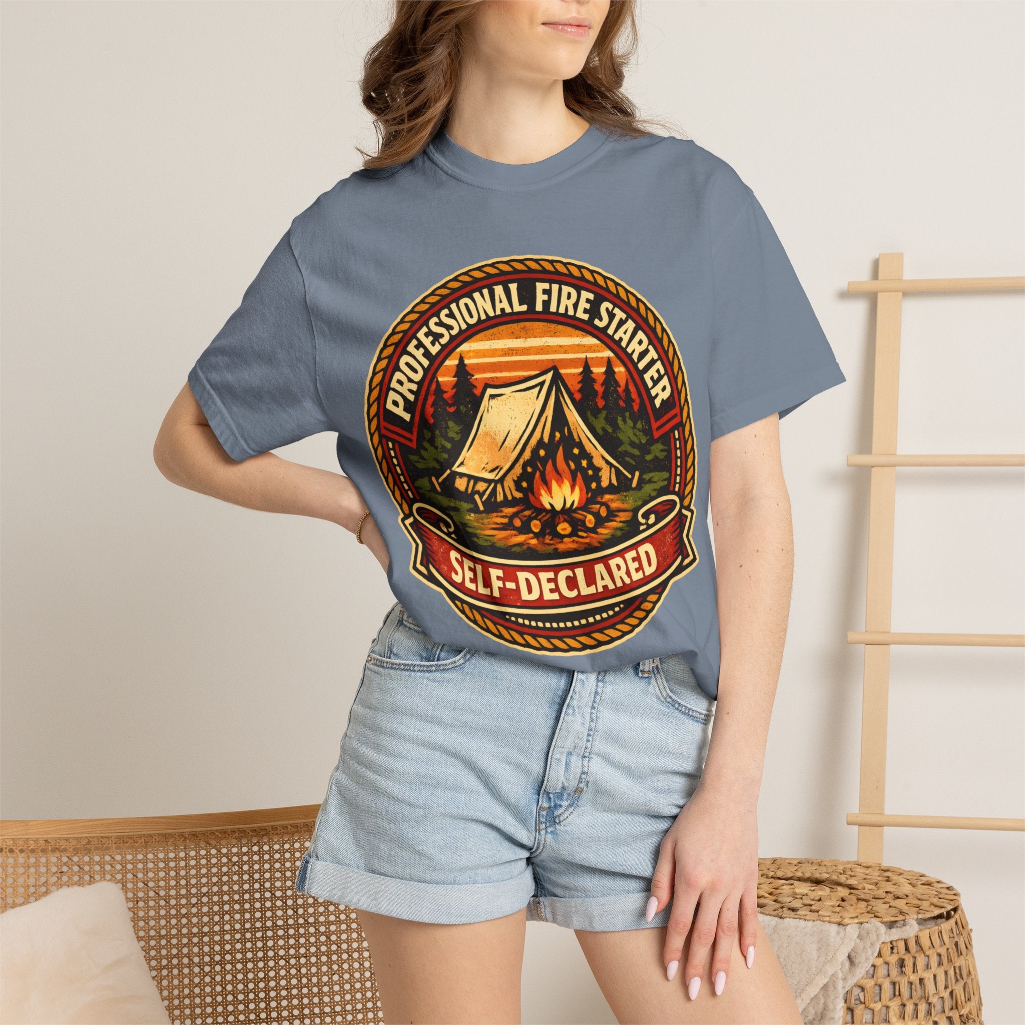 Professional Fire Starter Self-Declared — Funny Camping Tee