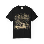 Lakeside Dock — Vintage Lake Cabin and Canoe Sketch Tee