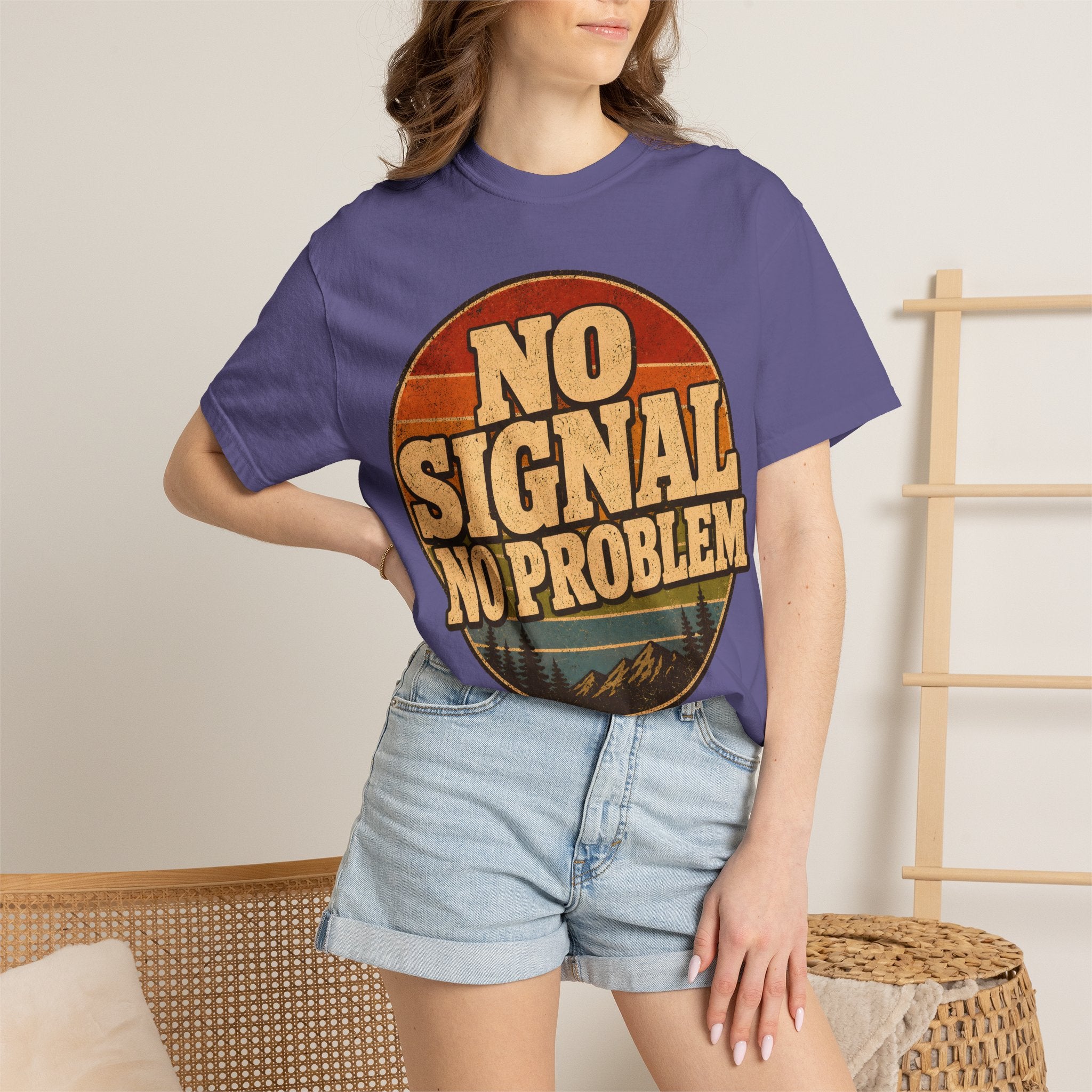 No Signal No Problem — Retro Outdoor Camping Tee