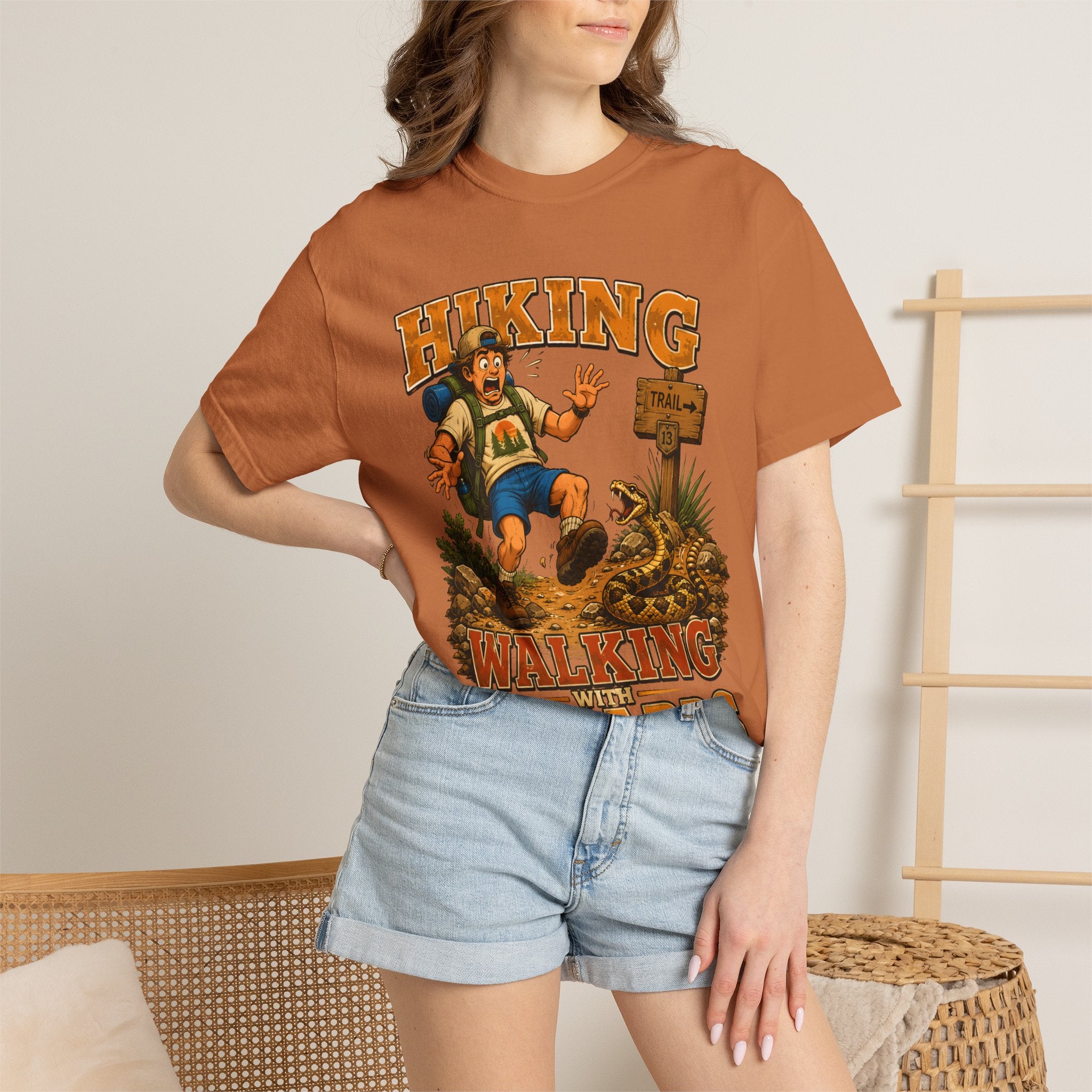 Hiking Walking With Hazards — Funny Rattlesnake Trail Tee