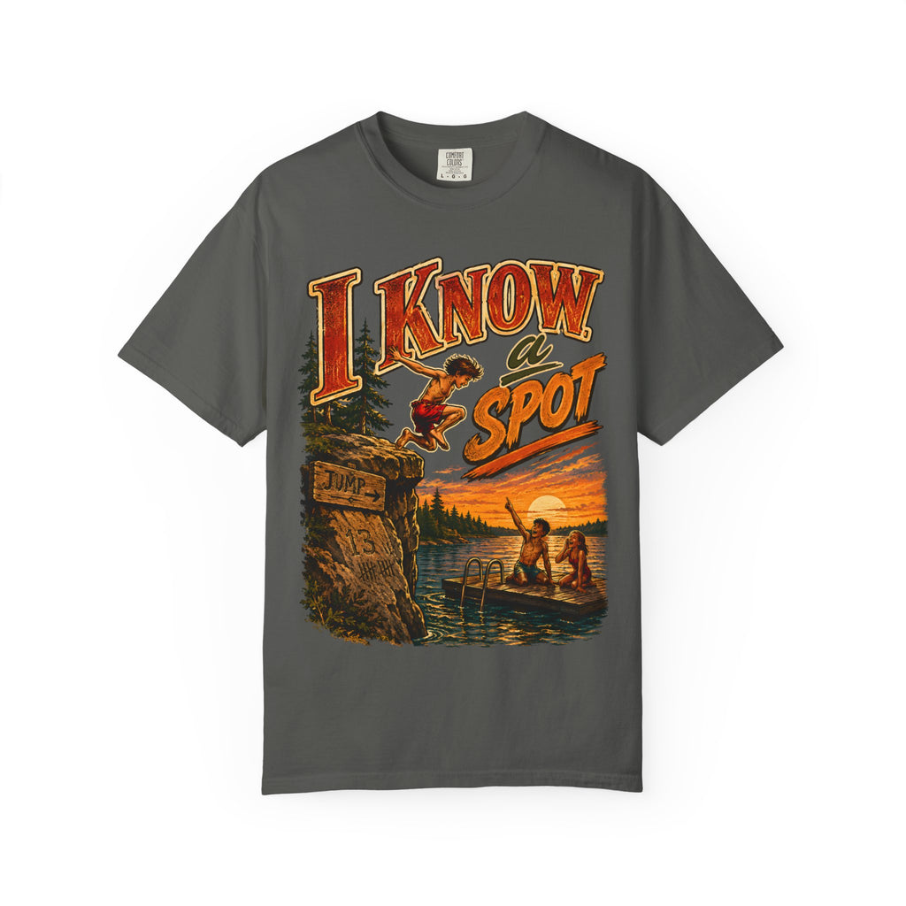 I Know a Spot — Vintage Lake Jumping Summer Camping Tee