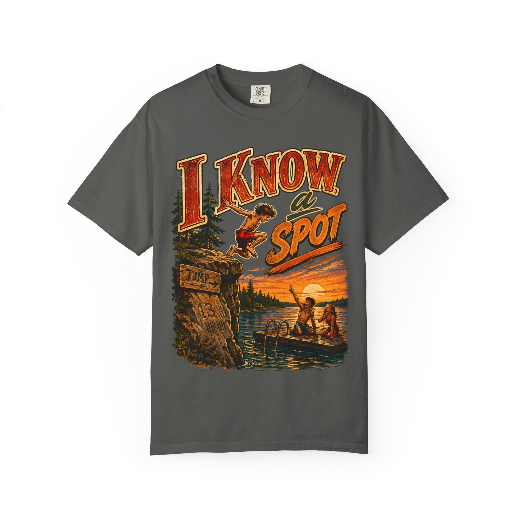 I Know a Spot — Vintage Lake Jumping Summer Camping Tee
